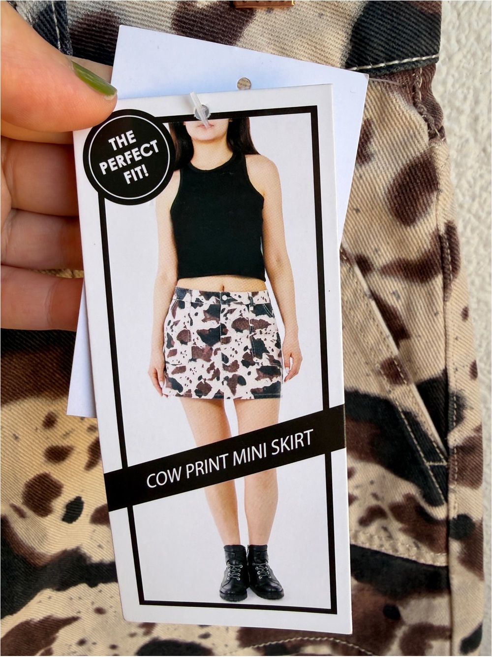 NWT Love Fire Cow Print Mini Utility Skirt Md - Picture 5 of 5